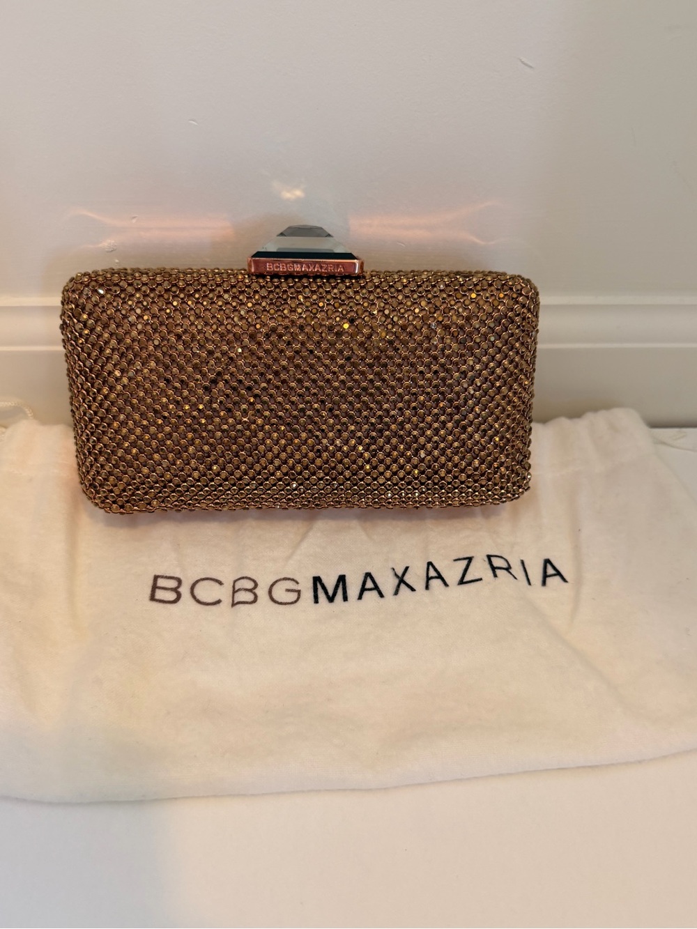 BCBGMaxAzria Bronze Crystal Mesh Evening Clutch